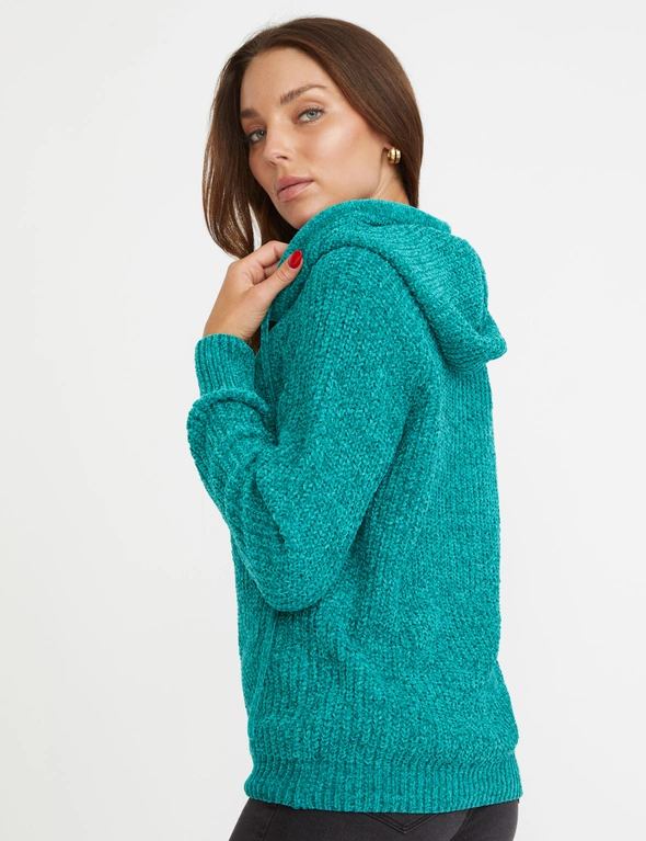 Rockmans Chenille Hooded Lace Up Jumper, hi-res image number null