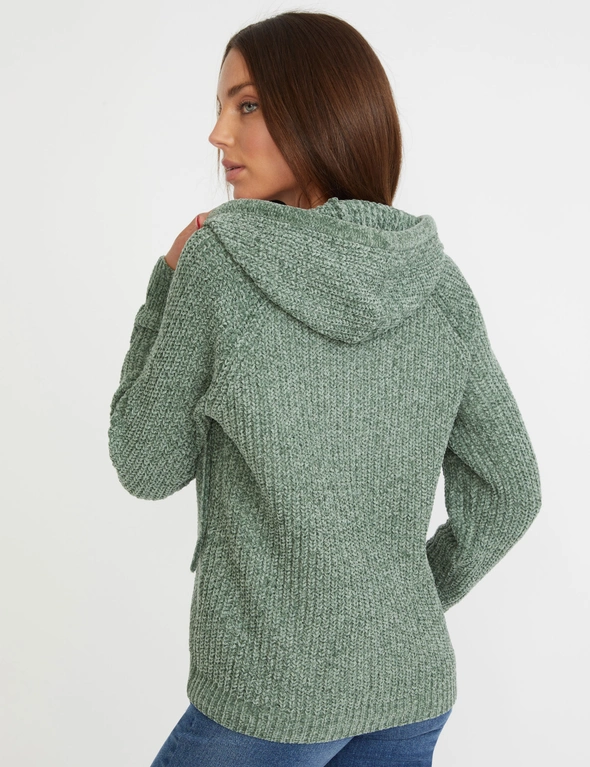Rockmans Chenille Hooded Lace Up Jumper, hi-res image number null