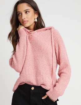 Rockmans Chenille Hooded Lace Up Jumper