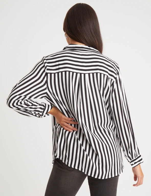 Rockmans Striped Collared Long Sleeve Shirt, hi-res image number null