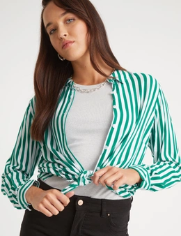 Rockmans Striped Collared Long Sleeve Shirt
