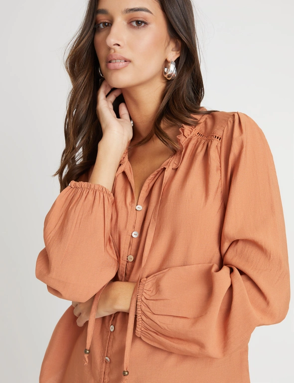 Rockmans Ruffle Neck Gypsy Blouse, hi-res image number null
