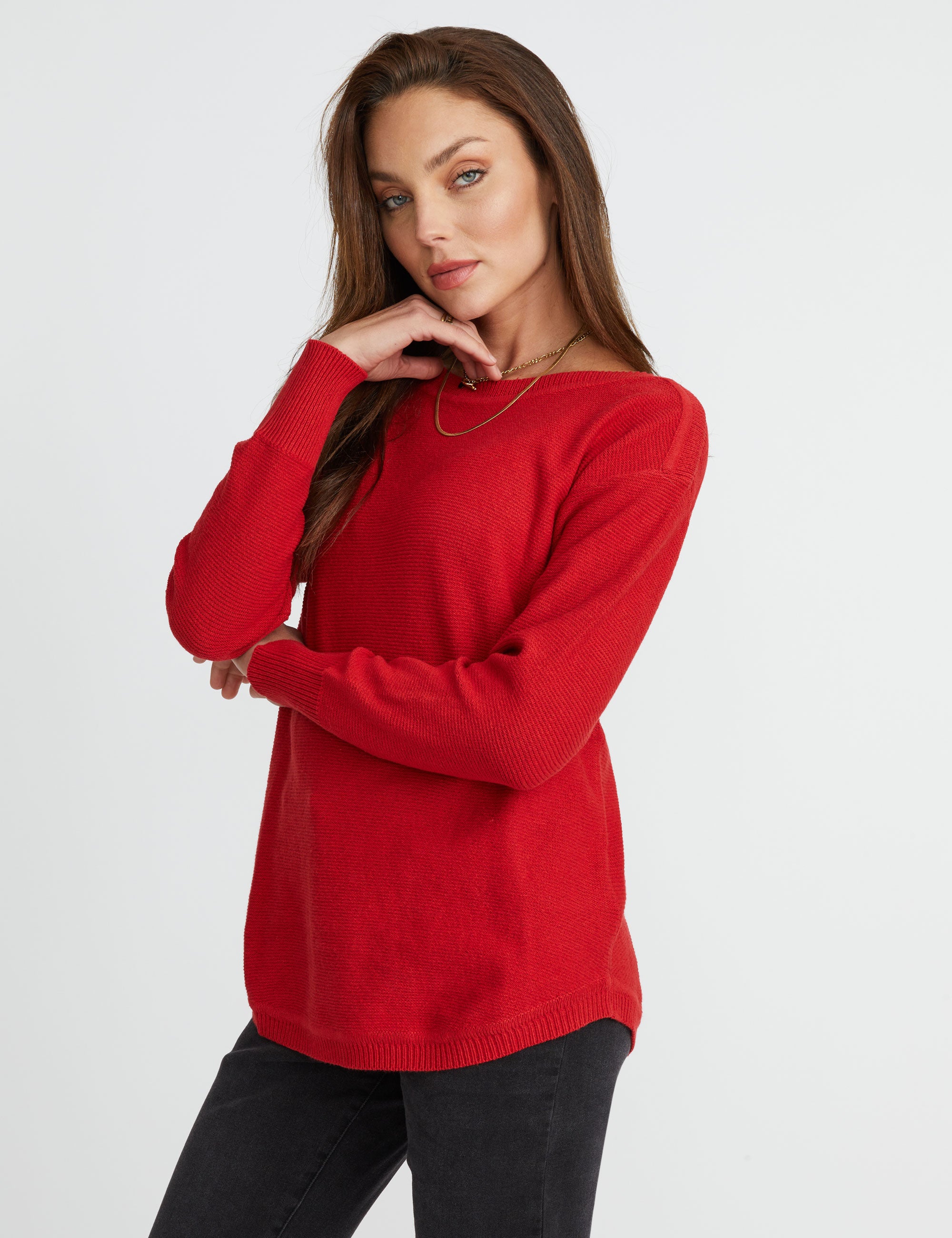 Rockmans Horizontal Ribbed Curve Hem Jumper | Crossroads