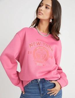 Rockmans Relaxed Novelty Long Sleeve Sweat Top