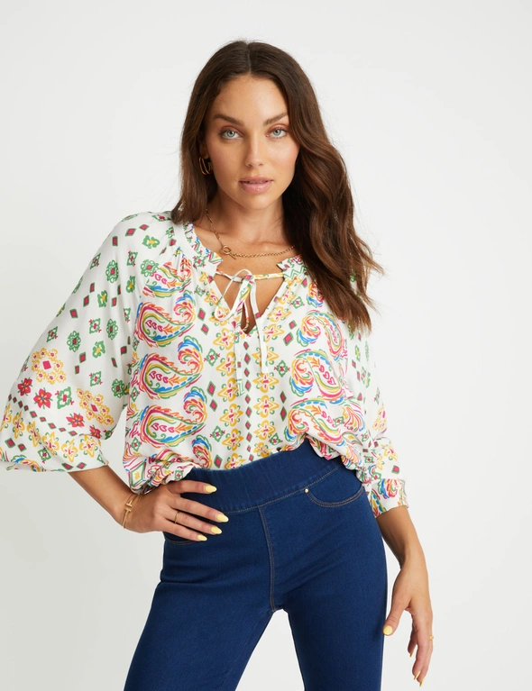 Rockmans 3/4 Sleeve Boho Blouse, hi-res image number null