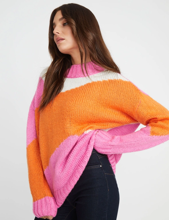 Rockmans Abstract Colour Block Jumper, hi-res image number null