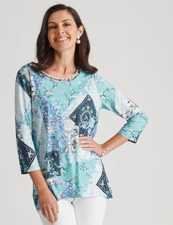 W.lane Beaded 3/4 Sleeve Printed Tunic, hi-res image number null