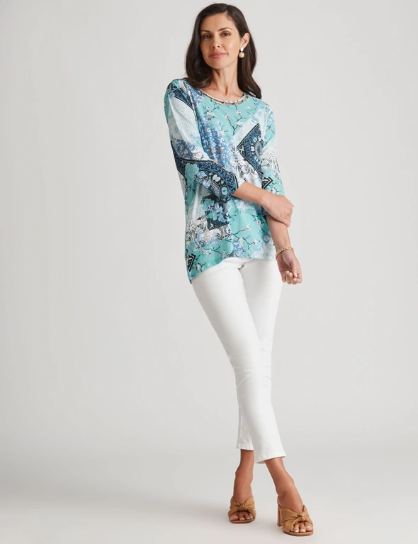 W.lane Beaded 3/4 Sleeve Printed Tunic, hi-res image number null