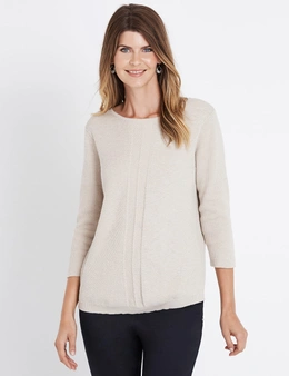 W.Lane Cable Front 3/4 Sleeve Pullover Top