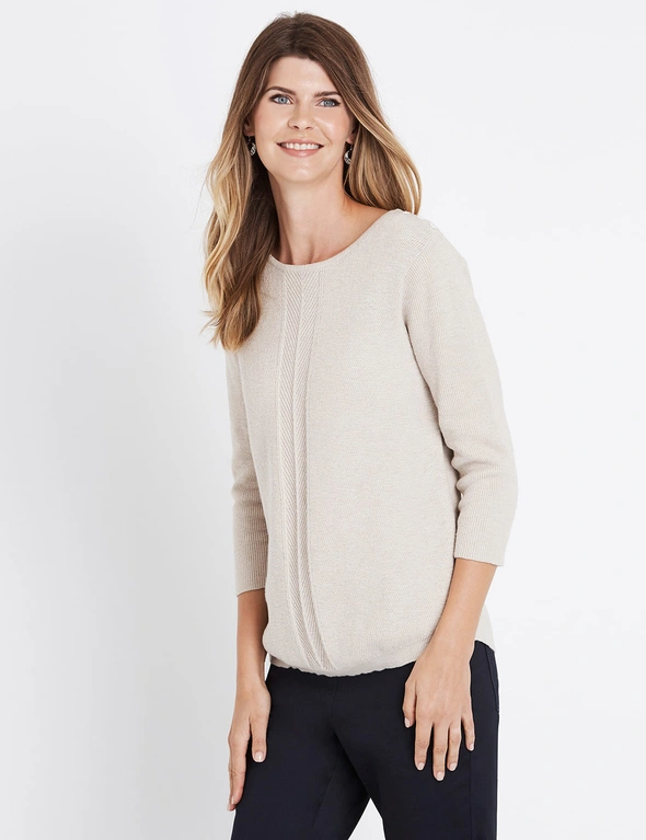 W.Lane Cable Front 3/4 Sleeve Pullover Top, hi-res image number null