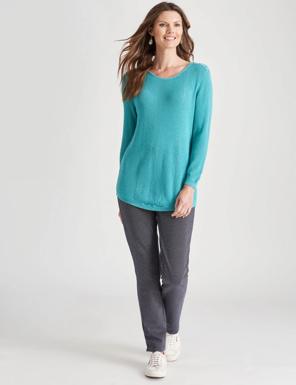 W.Lane Pointelle Button Pullover Top, hi-res image number null