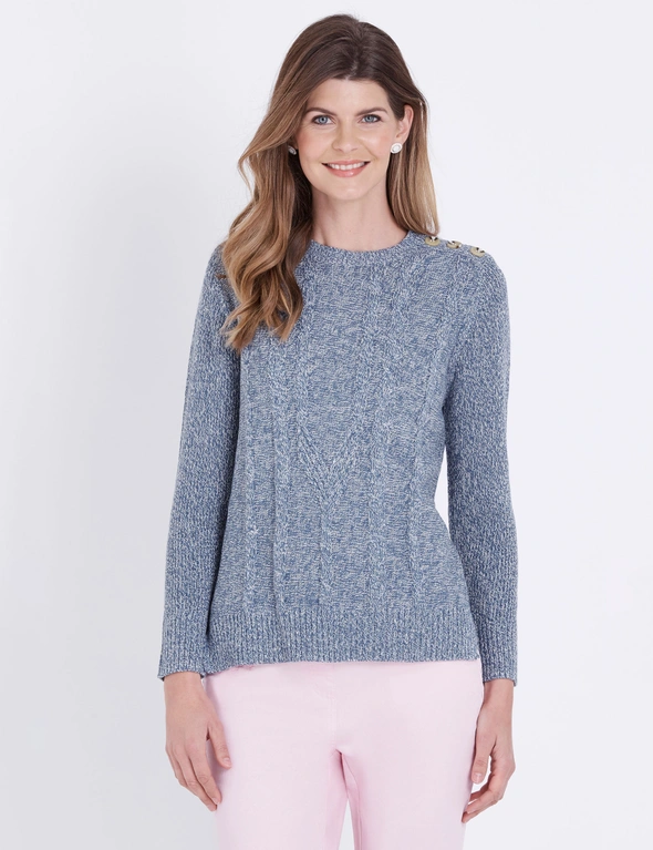 W.Lane Button Cable Knitwear Pullover Jumper, hi-res image number null