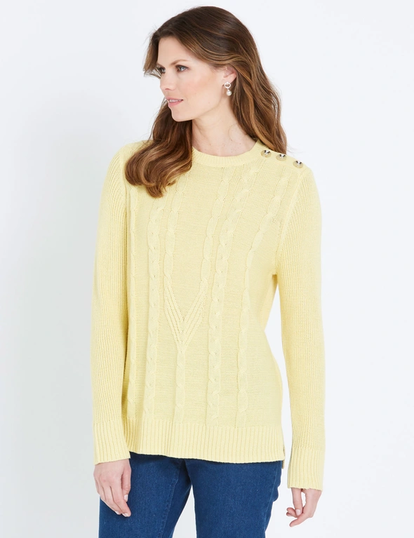 W.Lane Button Cable Knitwear Pullover Jumper, hi-res image number null