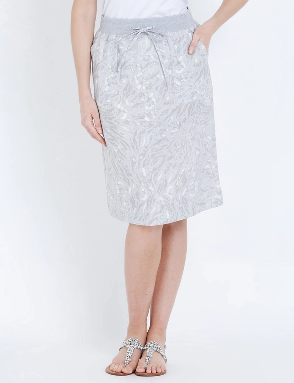 W.Lane Animal Print Linen Skirt, hi-res image number null