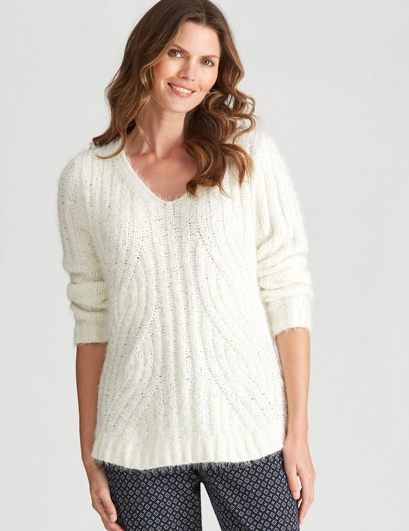 W.Lane Fluffy Cable Pullover Top | W Lane