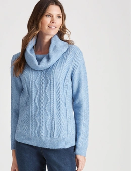 W.Lane Cable Cowl Neck Zip Pullover