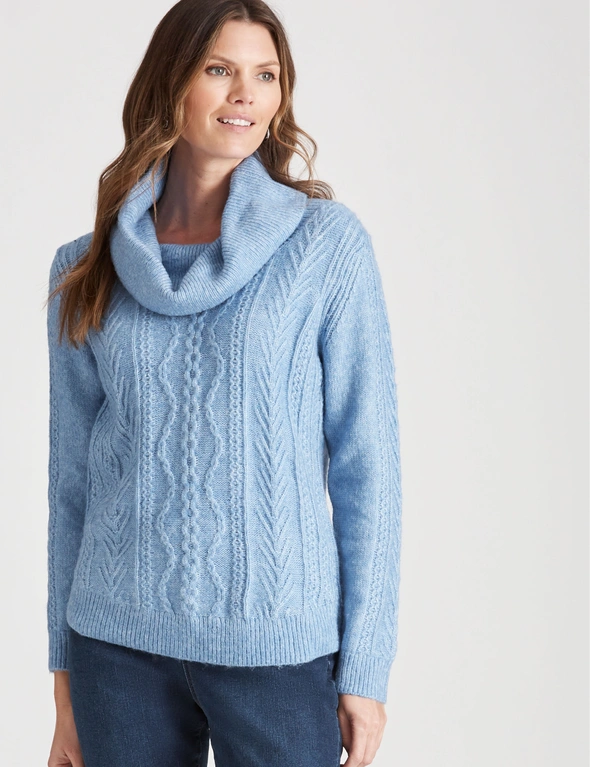 W.Lane Cable Cowl Neck Zip Pullover, hi-res image number null