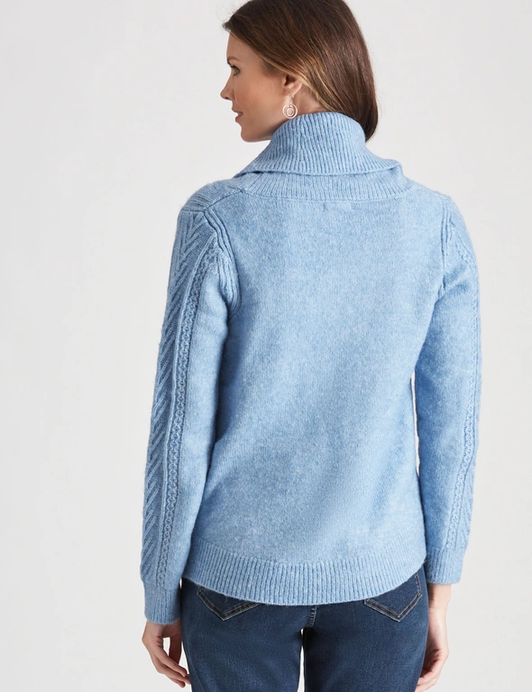 W.Lane Cable Cowl Neck Zip Pullover, hi-res image number null