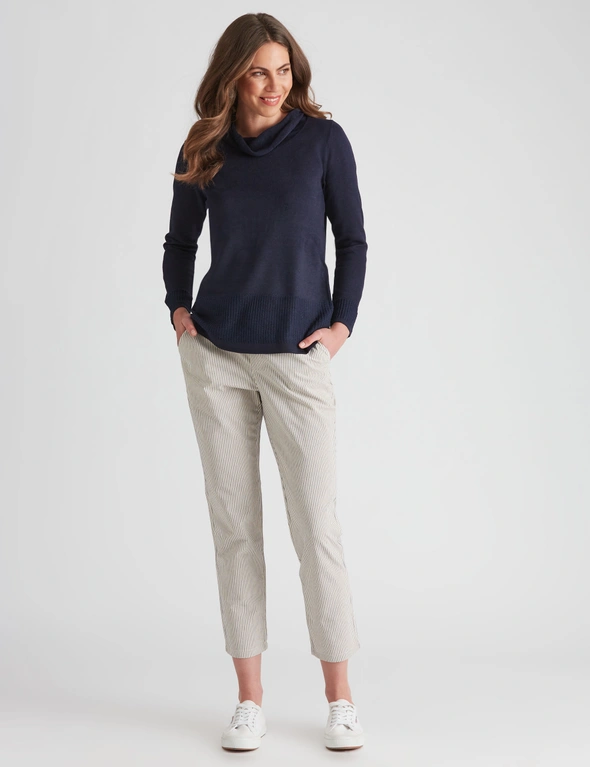 W.Lane Cowl Neck Rib Detail Pullover Top, hi-res image number null