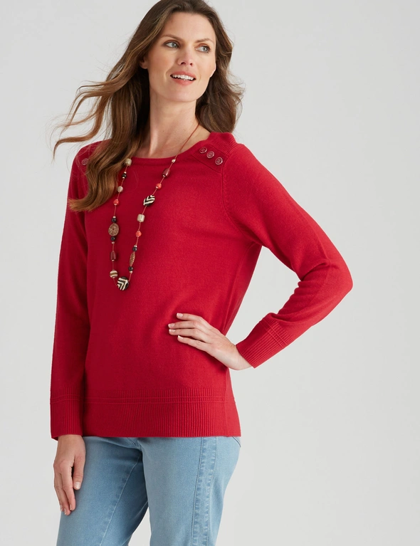 W.Lane Fluffy Button Trim Pullover Top, hi-res image number null