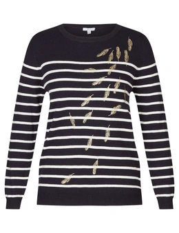 W.Lane Peacock Feather Stripe Pullover Top