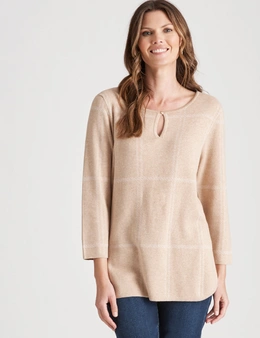 W.Lane Keyhole Check Pullover Top