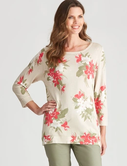 W.Lane Floral Foil Printed Pullover Top