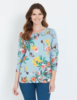 W.Lane Tropical Chain Pullover Top