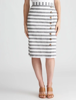 W.Lane Stripe Button Skirt