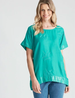 W.Lane Fern Embroidered Sequin Top