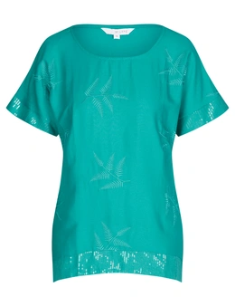 W.Lane Fern Embroidered Sequin Top