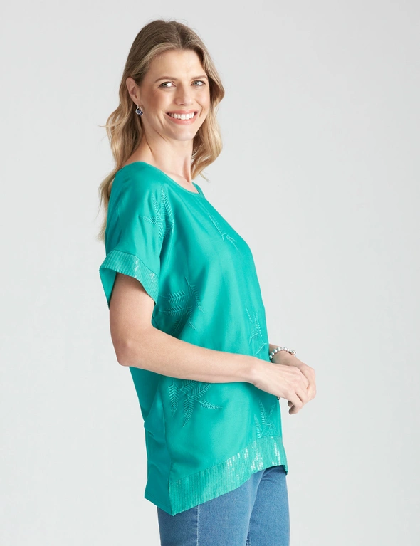 W.Lane Fern Embroidered Sequin Top, hi-res image number null