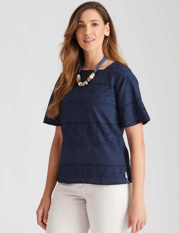 W.Lane Flute Sleeve Embroidered Top, hi-res image number null