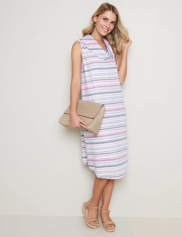 W.Lane Linen Stripe Cowl Dress, hi-res image number null