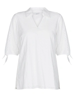 W.Lane Embroidered Tie Sleeve Top