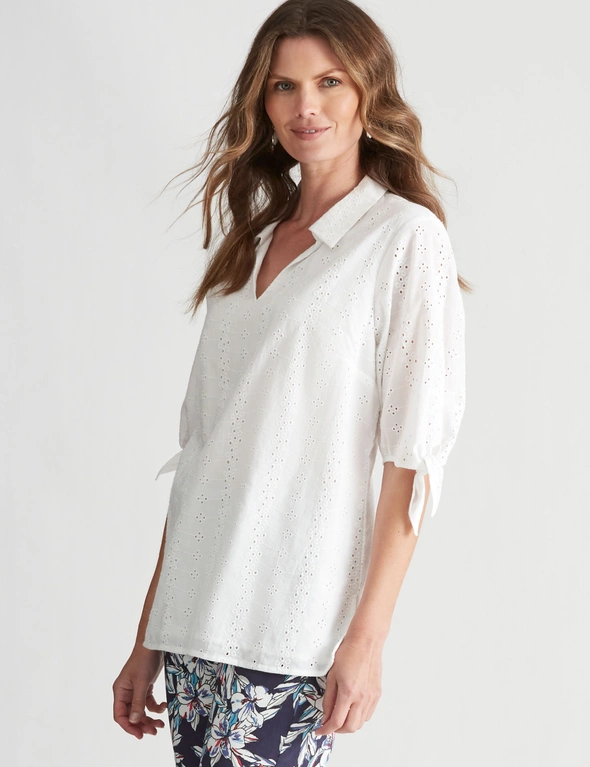 W.Lane Embroidered Tie Sleeve Top, hi-res image number null