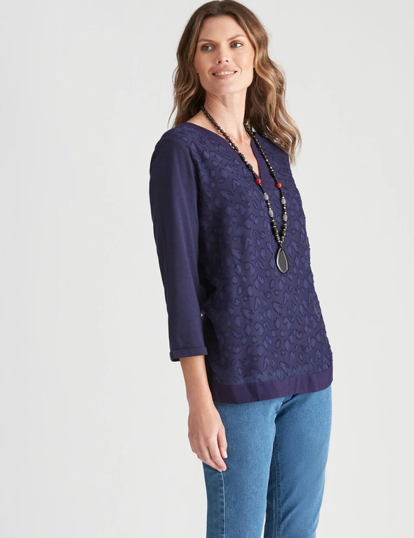 W.Lane Textured Notch Neck Top, hi-res image number null