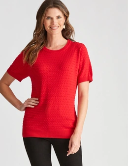 W.Lane Dobby Button Pullover Top