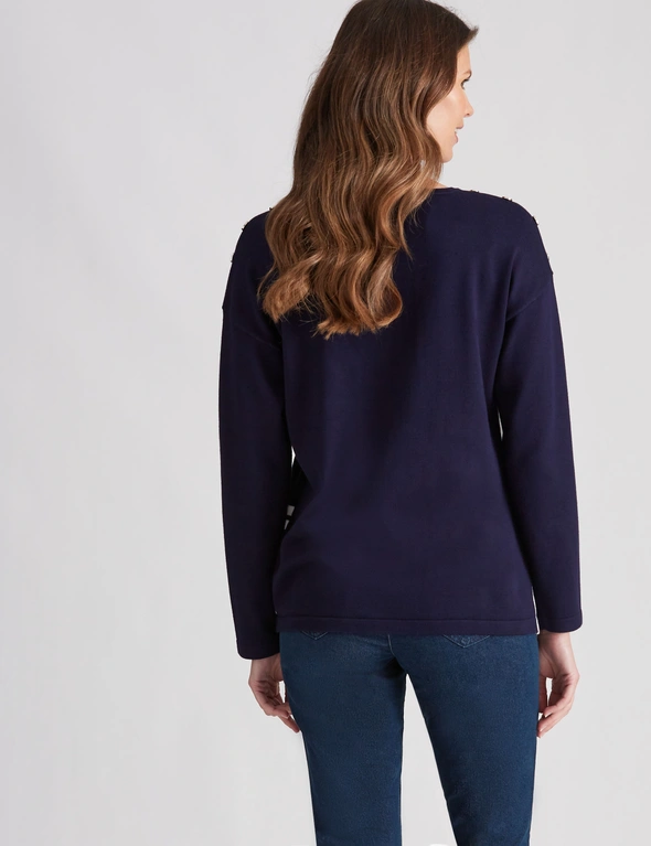 W.Lane Button Detail Colour Block Pullover, hi-res image number null