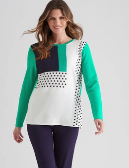 W.Lane Abstract Colour Block Pullover Top
