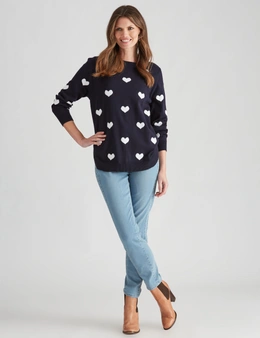 W.Lane Cotton Embroidered Heart Pullover