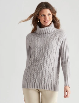 W.Lane Cowl Neck Cable Pullover