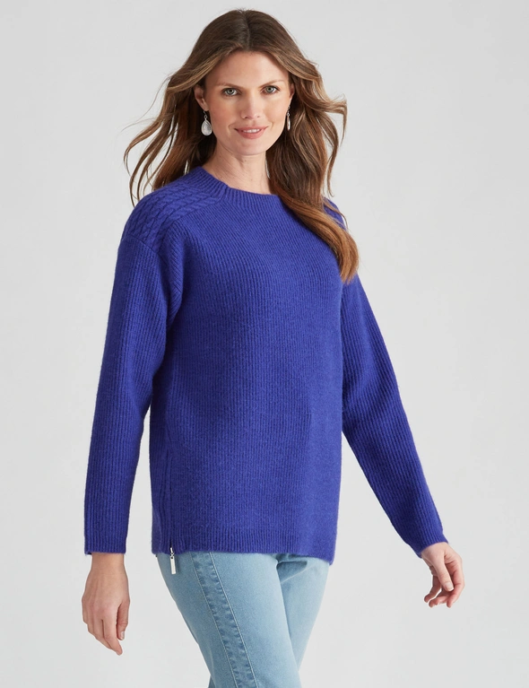 W.Lane Zipped Detail Cable Pullover Top, hi-res image number null