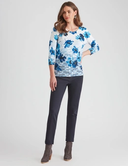 W.Lane Floral Placement Printed Pullover Top