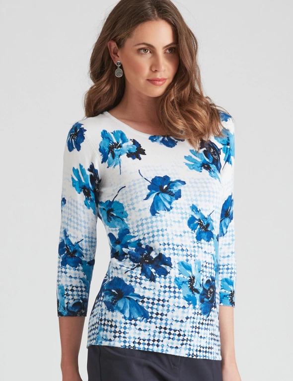 W.Lane Floral Placement Printed Pullover Top | W Lane