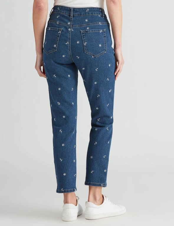 W.Lane Embroidered Anchor Ankle Jean, hi-res image number null