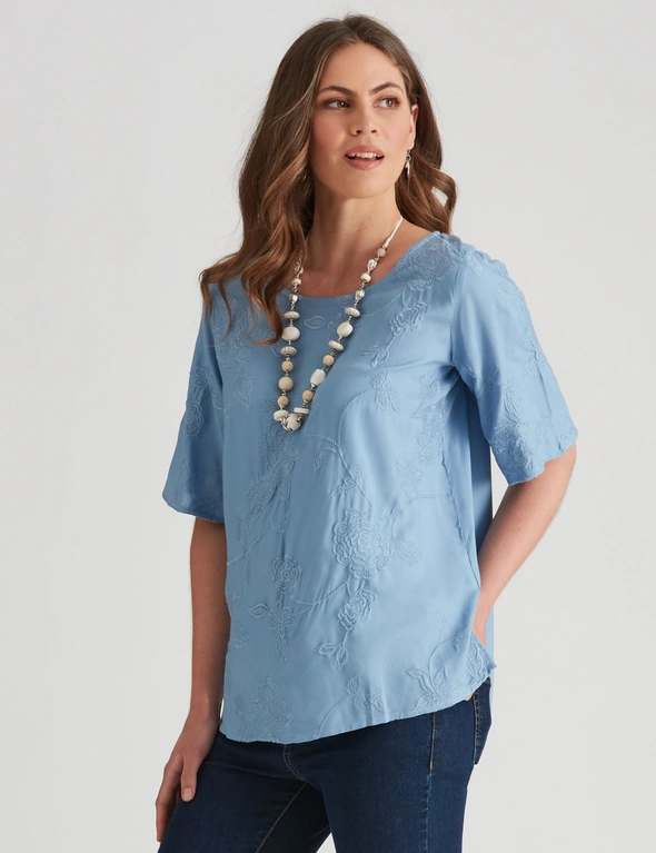 W.Lane Linen Embroidered Top, hi-res image number null