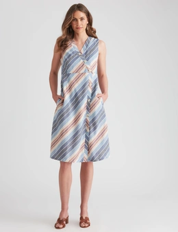 W.Lane Linen Stripe Wrap Dress