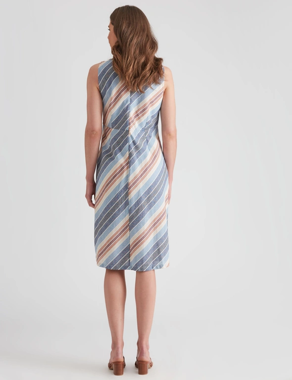W.Lane Linen Stripe Wrap Dress, hi-res image number null