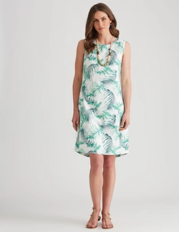 W.Lane Linen Tropical Shift Dress
